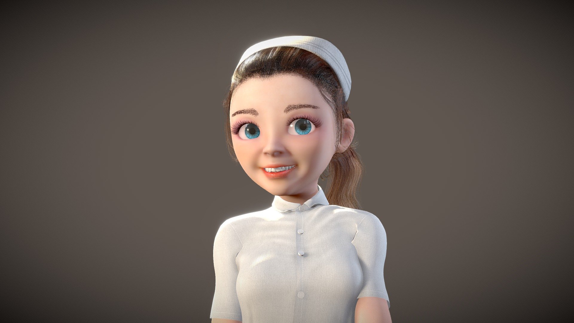 Cartoon nurses female nurses have binding 3d model