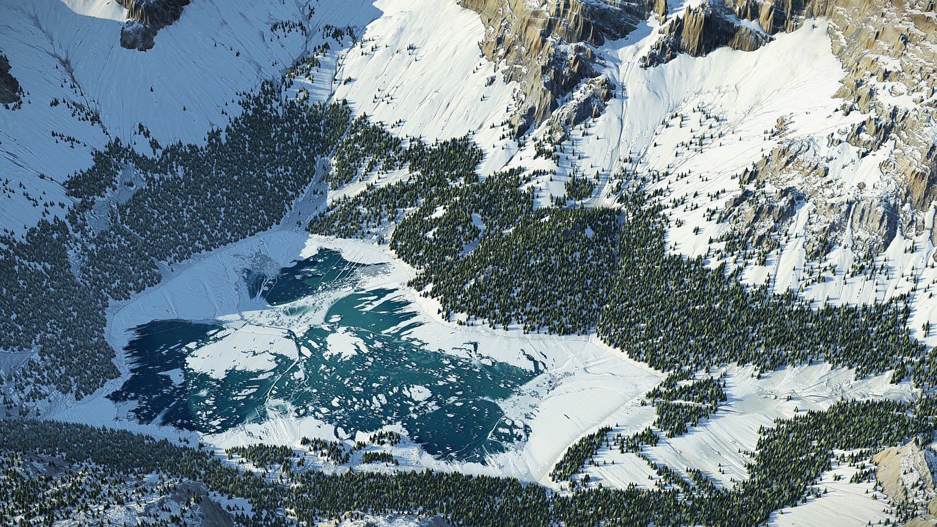 Mountain Lake Landscape 3d model