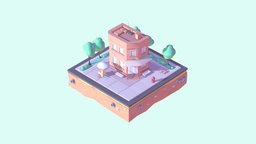 Cartoon Low Poly Brooklyn Small House