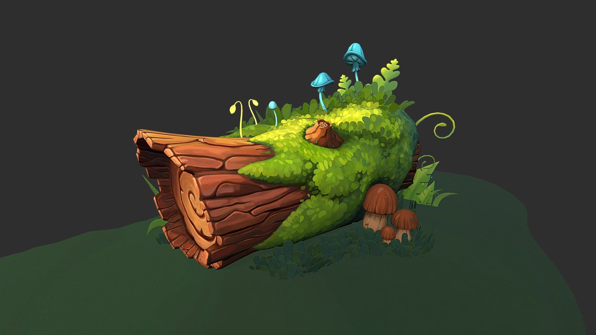 Mossy Log- Handpaint 3d model