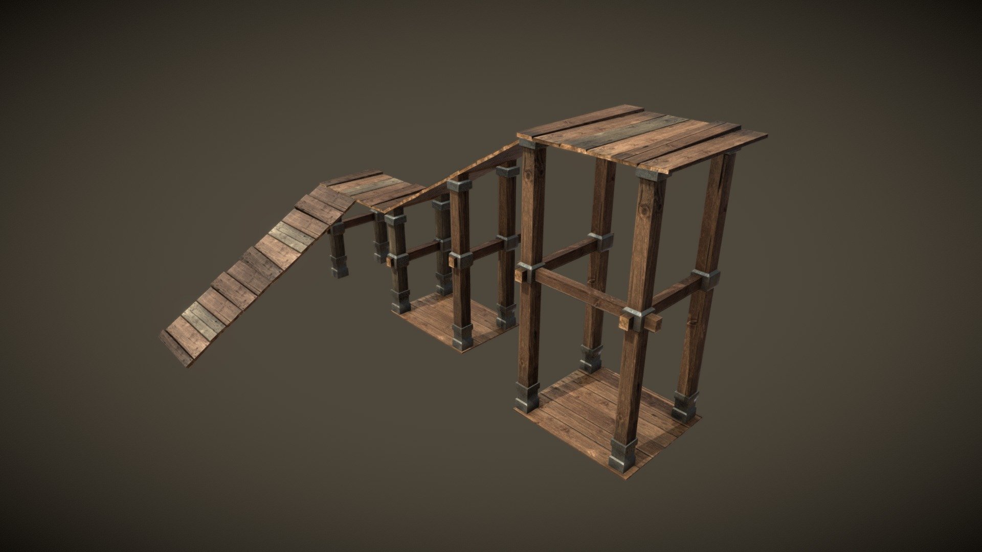 Wooden Access Ramp 3d model