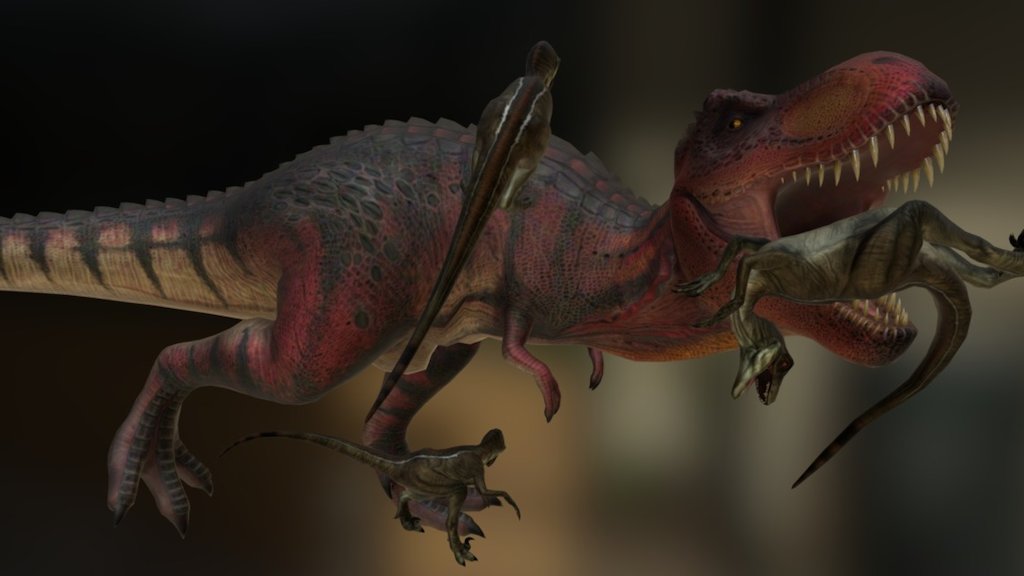 Tiranosaurio Rex Vs Velociraptors 3d model