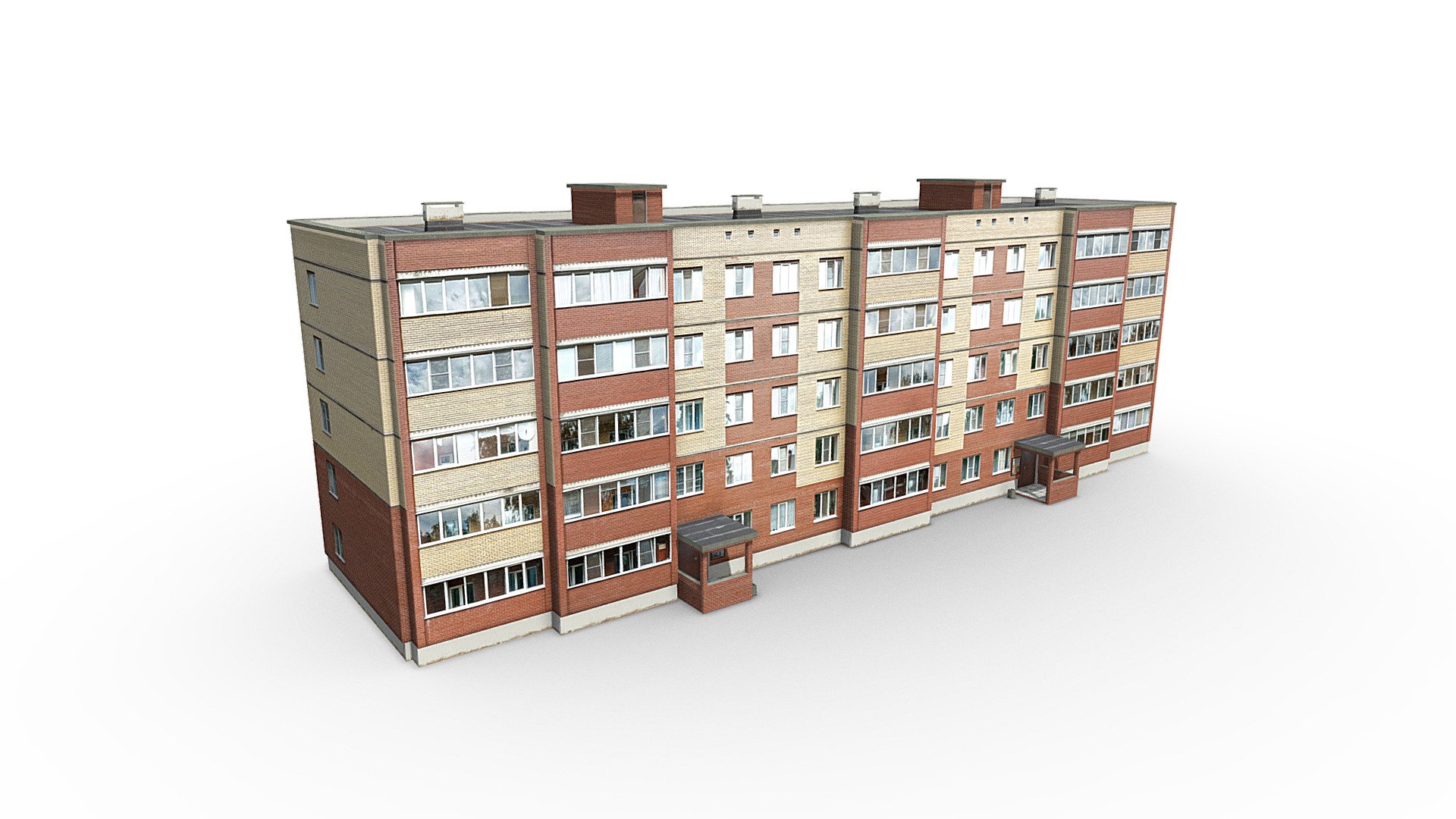 Five-storey Residential Building 3d model