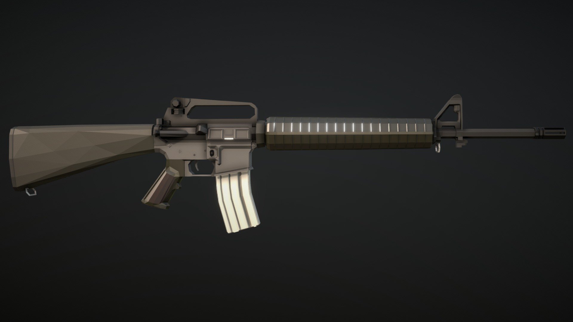 Low-poly M16A2 [remade from scratch] 3d model