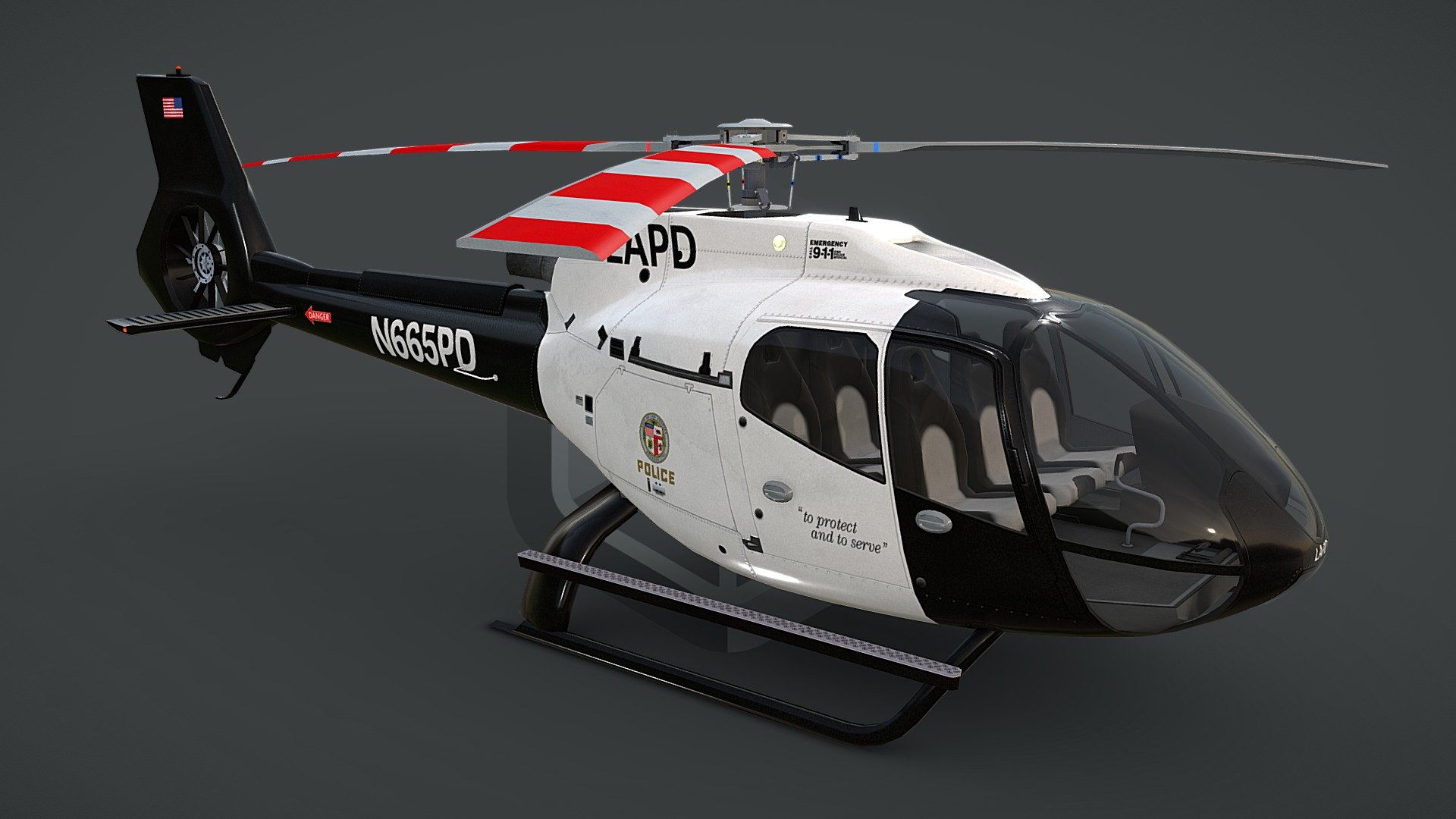 LAPD Helicopter EC130-H130 Livery 18 3d model