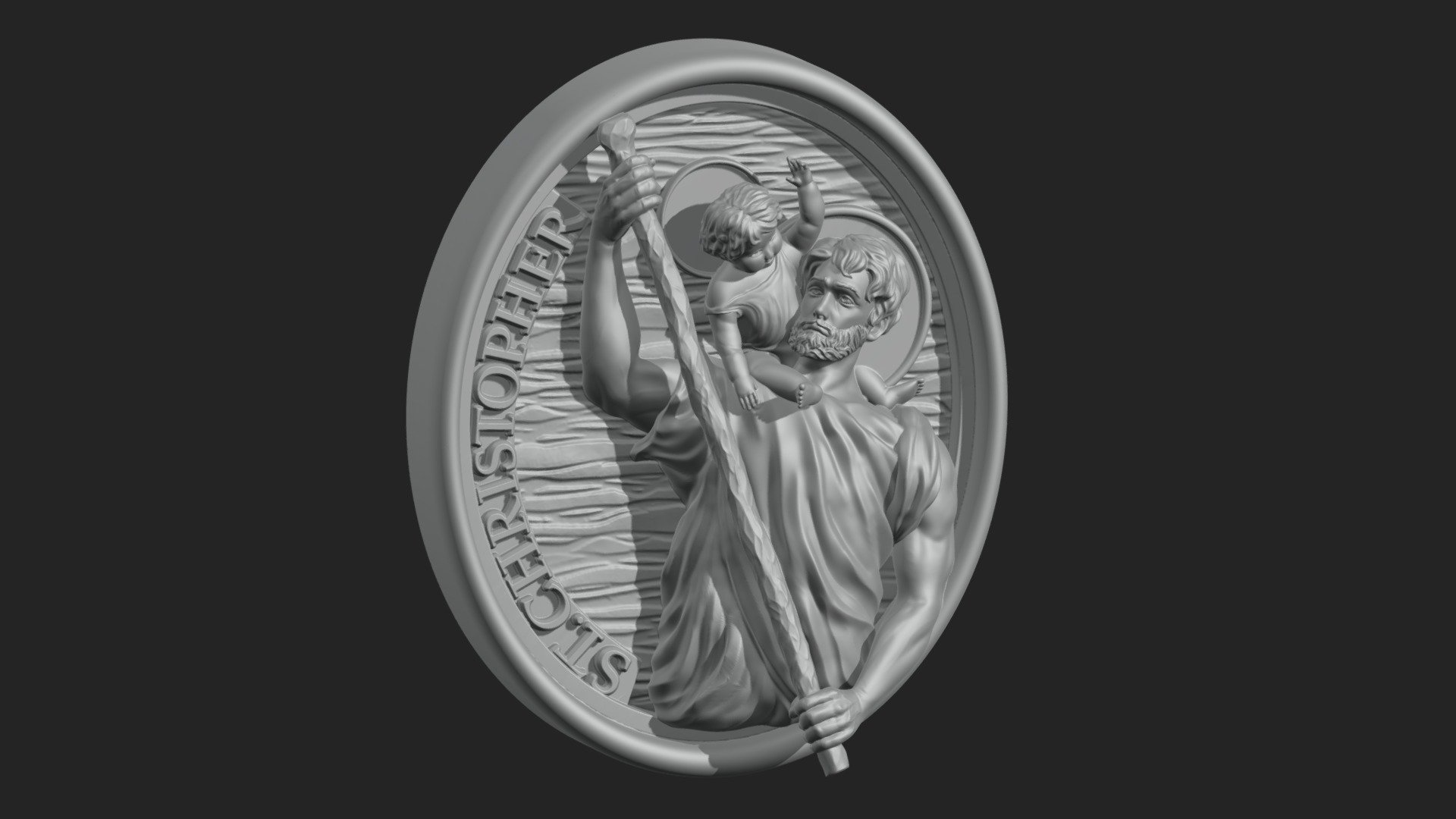 Saint Christopher Medallion 3D Print 3d model