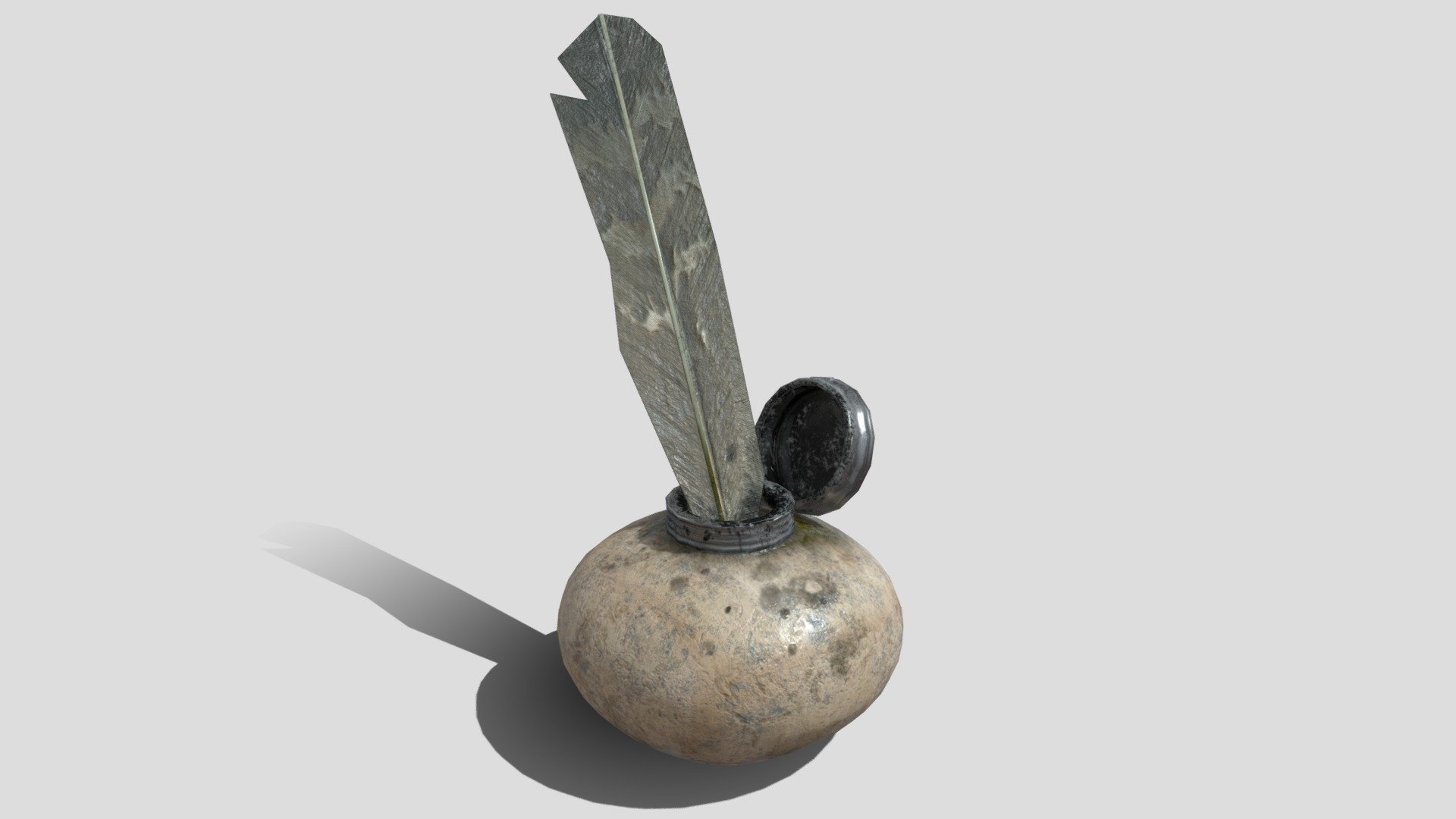 Inkwell with Quill 3d model