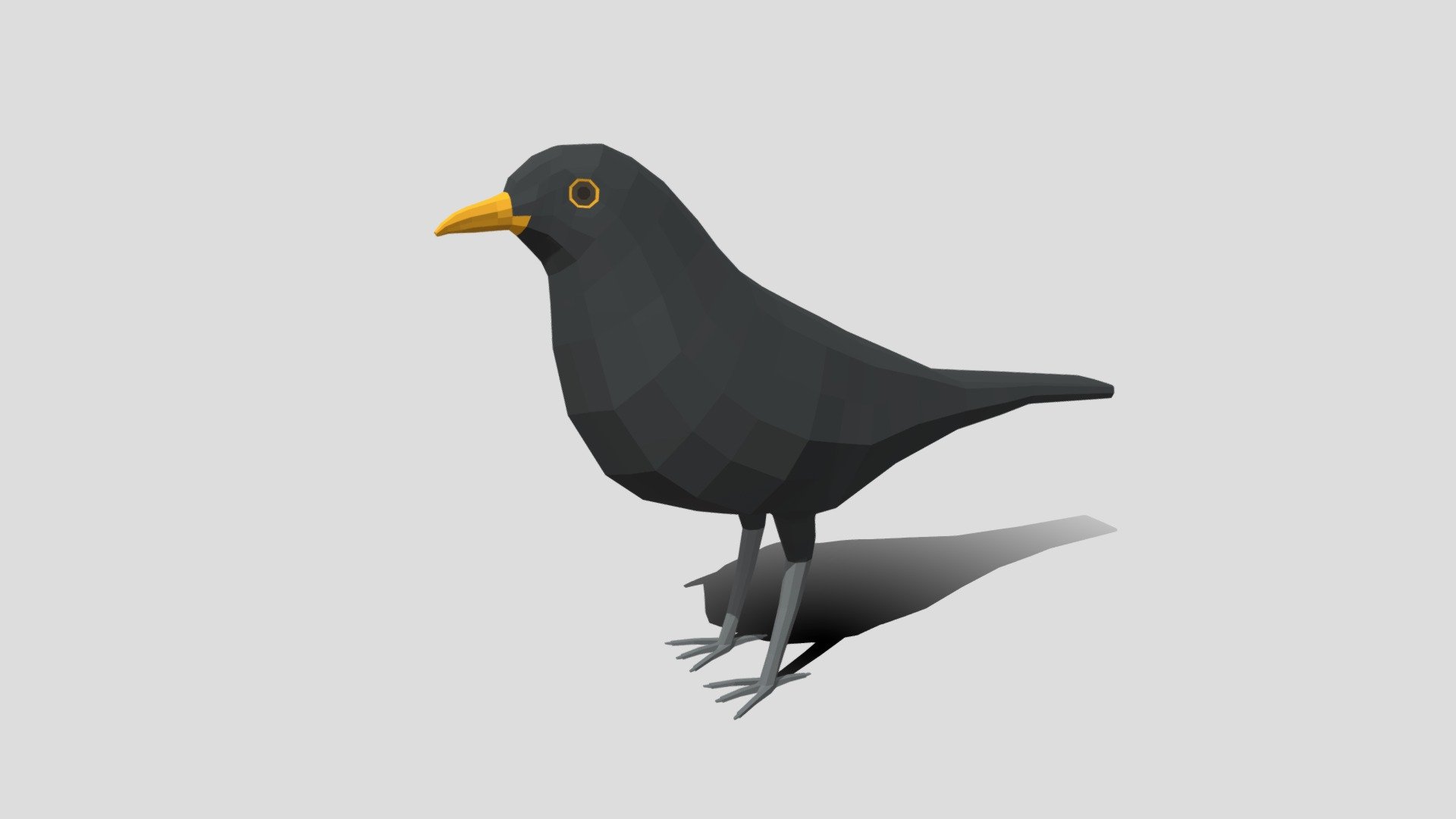 Low Poly Cartoon Blackbird 3d model