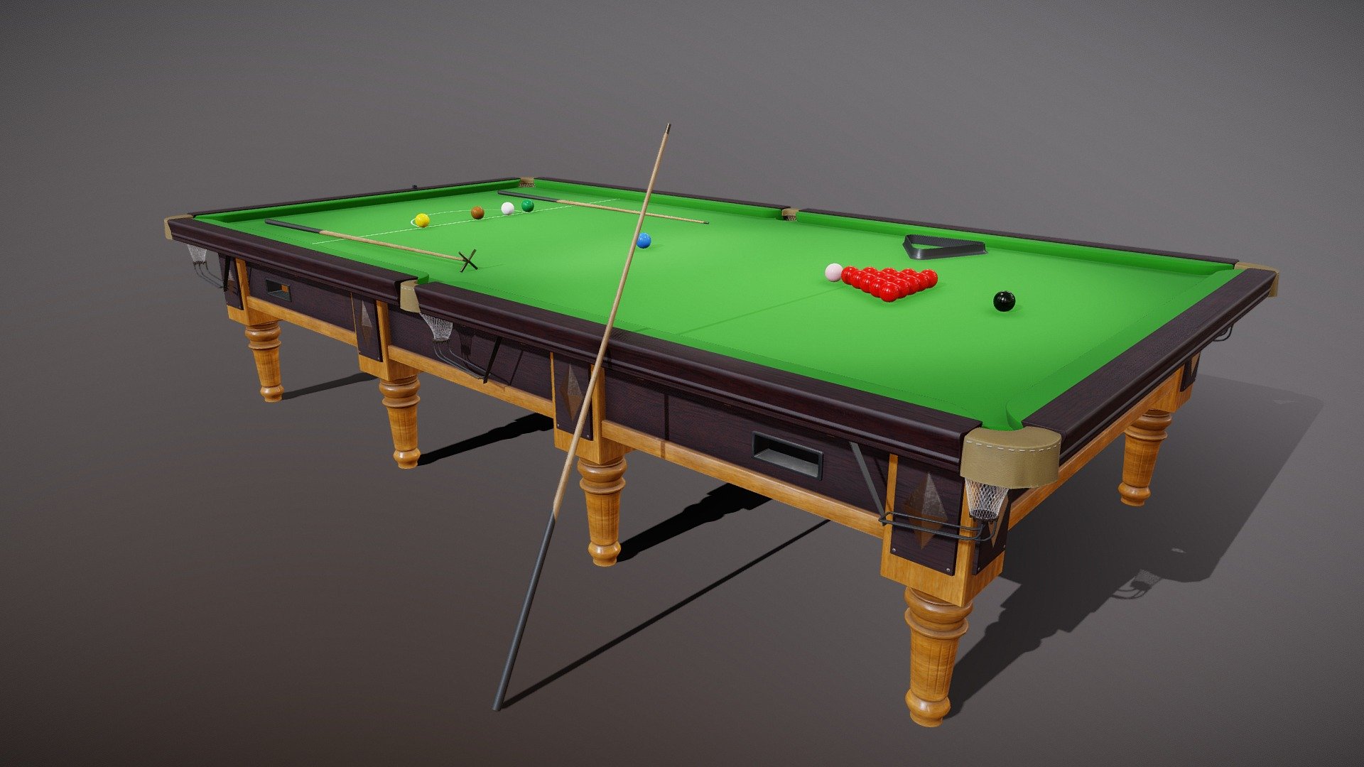 12ft Snooker Pool Table 3d model