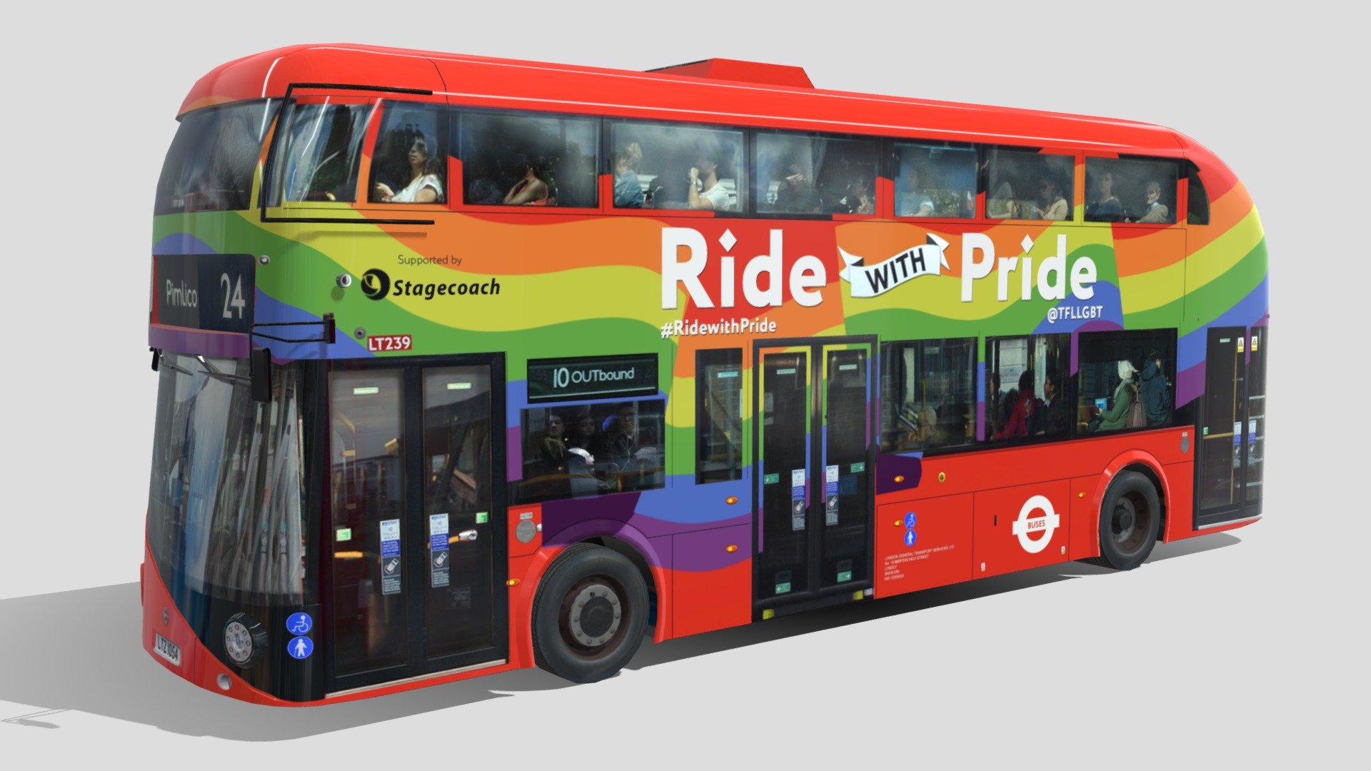 Wrightbus Borismaster bus Ride Pride livery 3d model