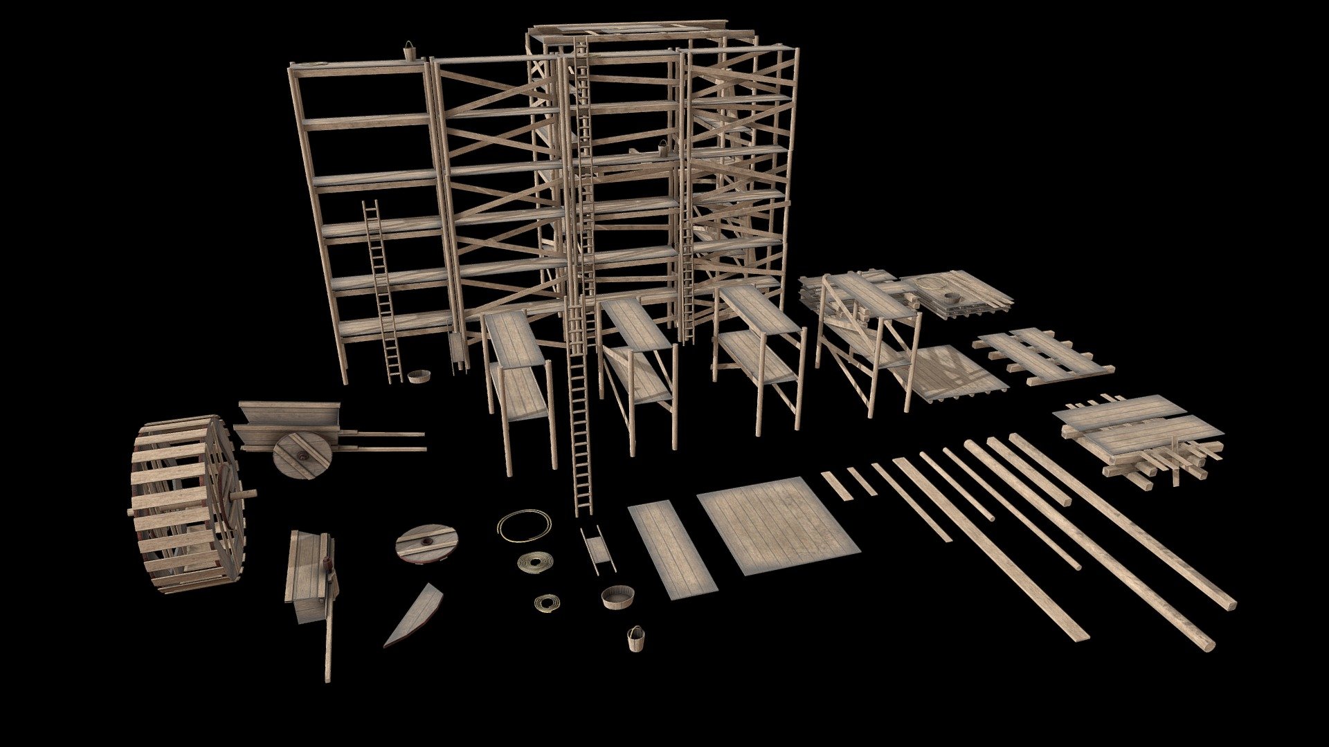 Medieval Scaffolding asset 3d model