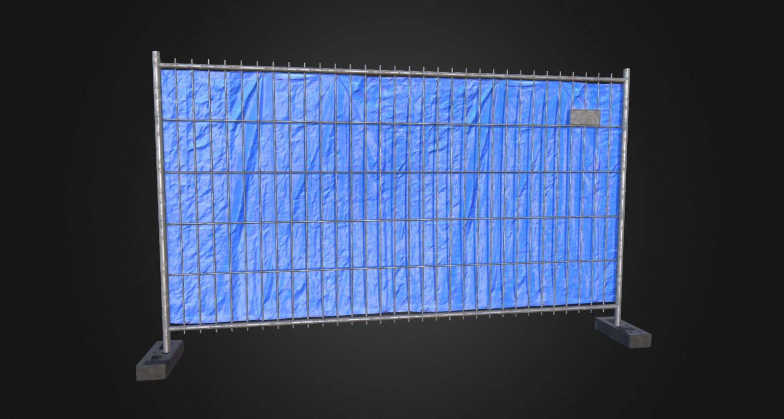 Construction Site Fence + Tarpaulin Blue 3d model