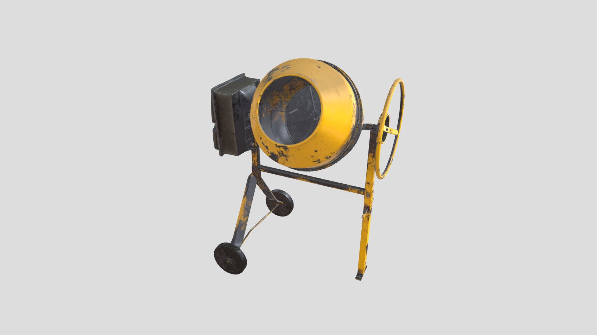 concrete mixer yellow dirty 3d model