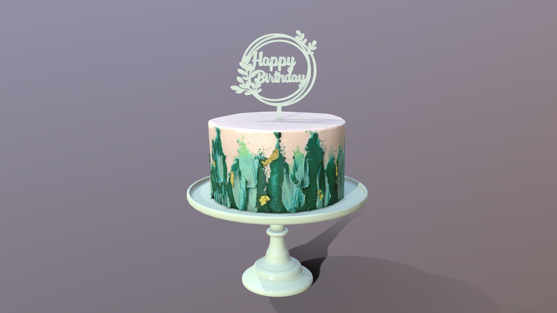 Elegant Turquoise Buttercream Birthday Cake 3d model