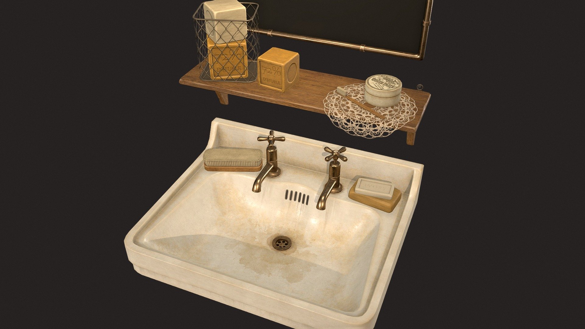 Victorian Sink and Bath Props 3d model