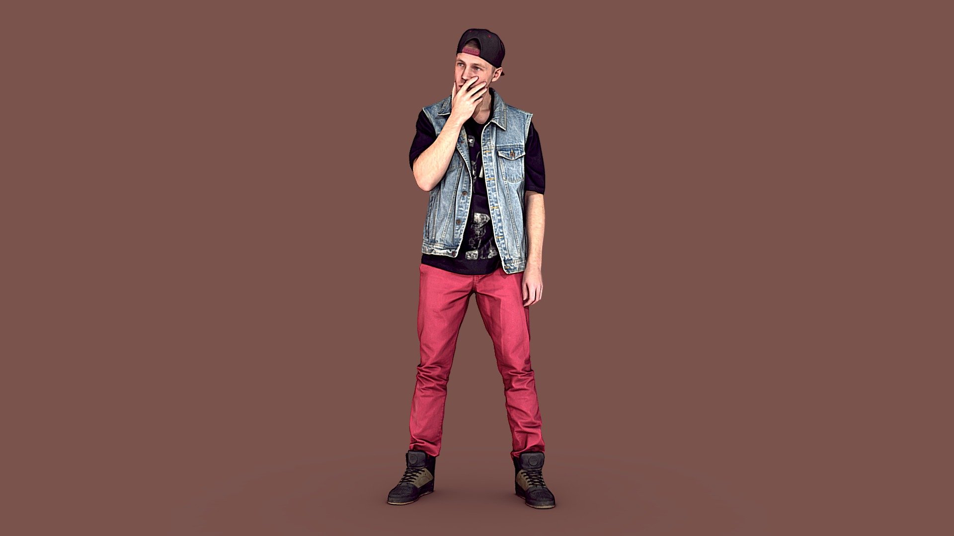 Young Rapper in Red Pants 3d model