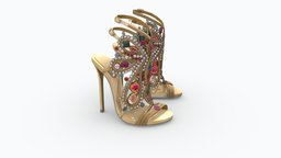 Gemstones Decorated Luxury High Heel Shoes