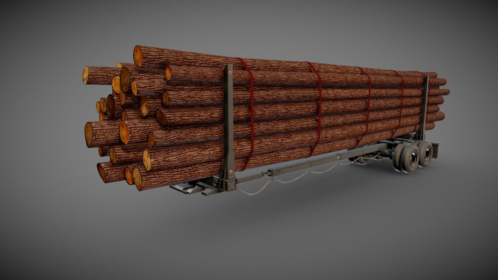 Log trailer 3d model