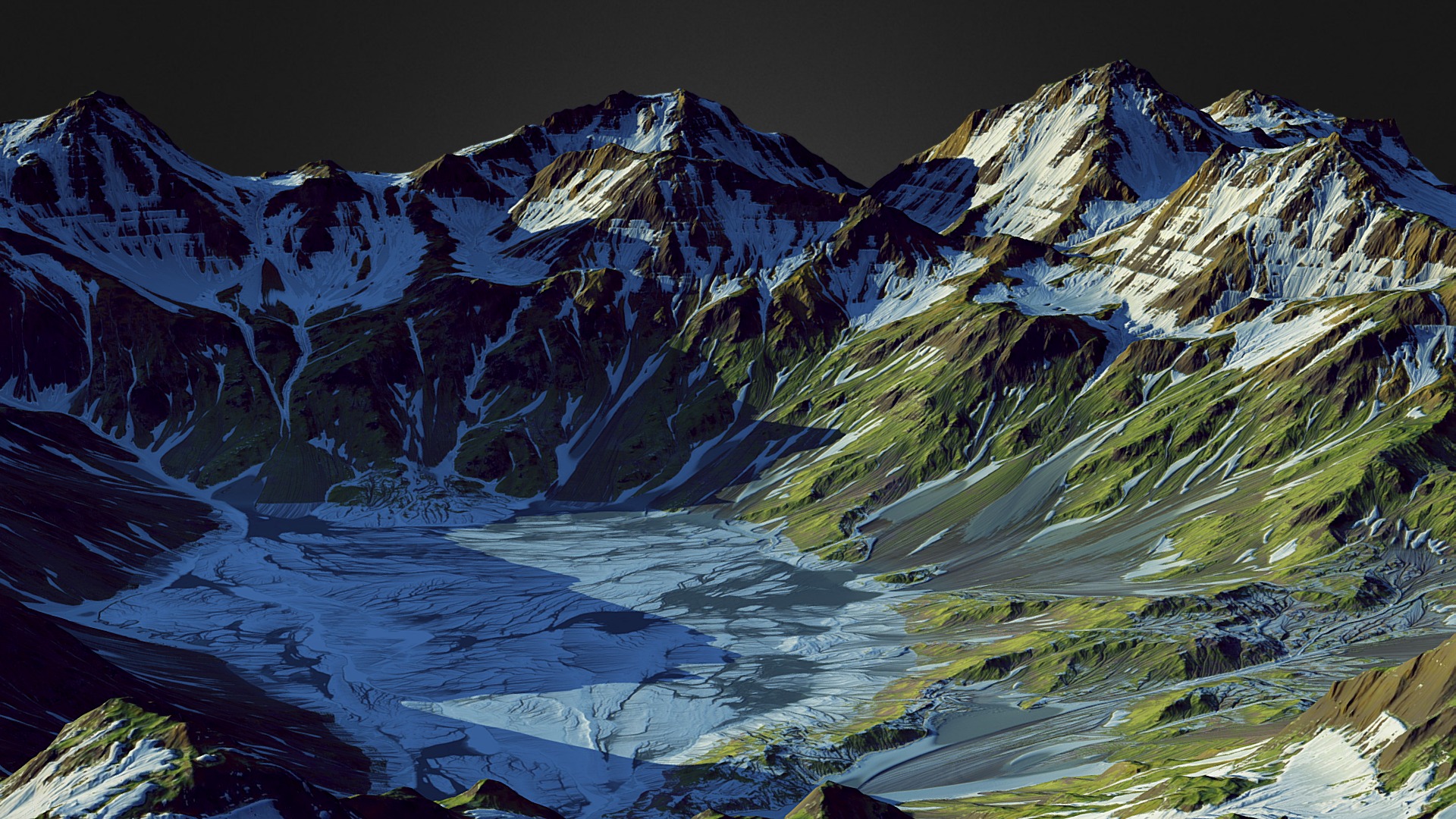 Melting Mountain Lake (World Machine) 3d model