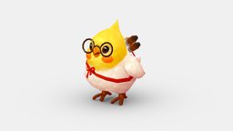 Cartoon bird with glasses