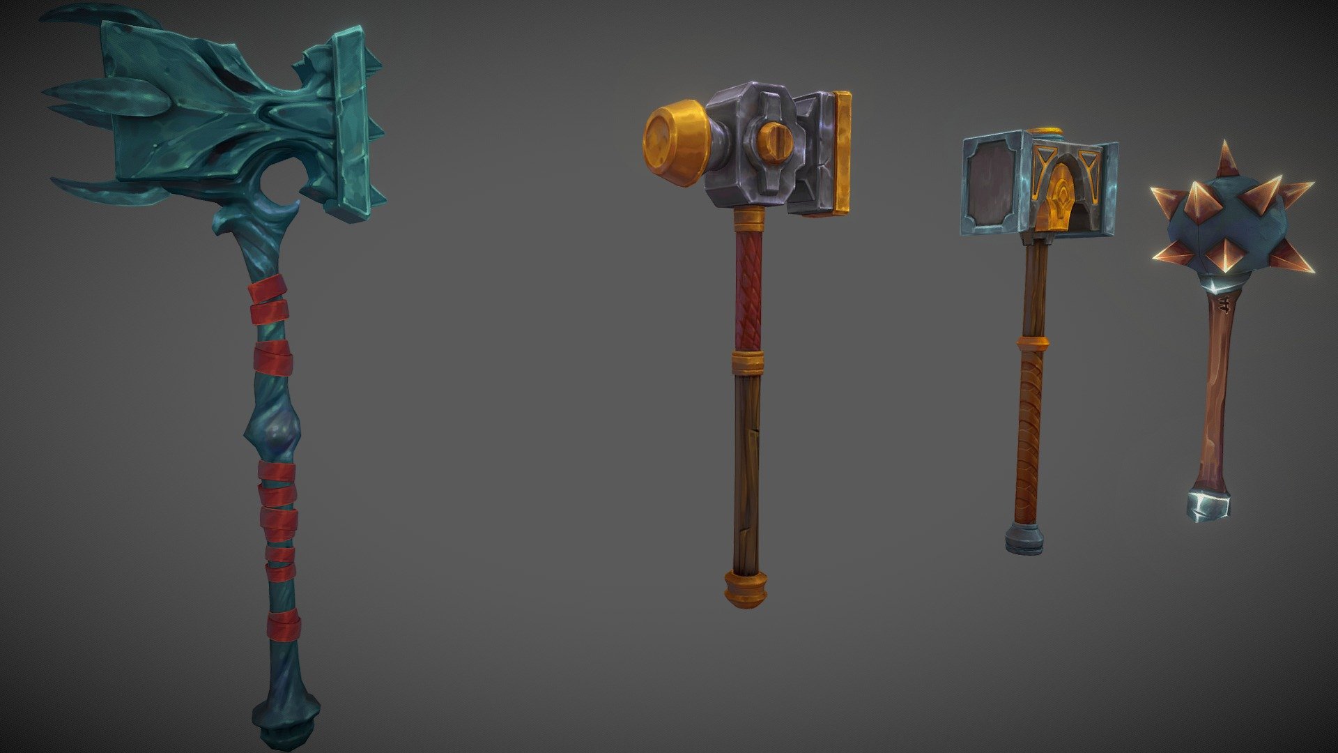 Stylized Fantasy Hammers 3d model