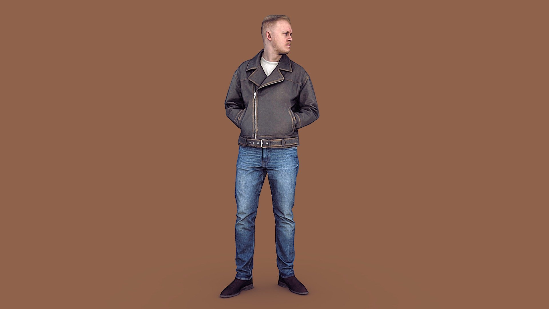 Handsome Man in a Leather Jacket 3d model