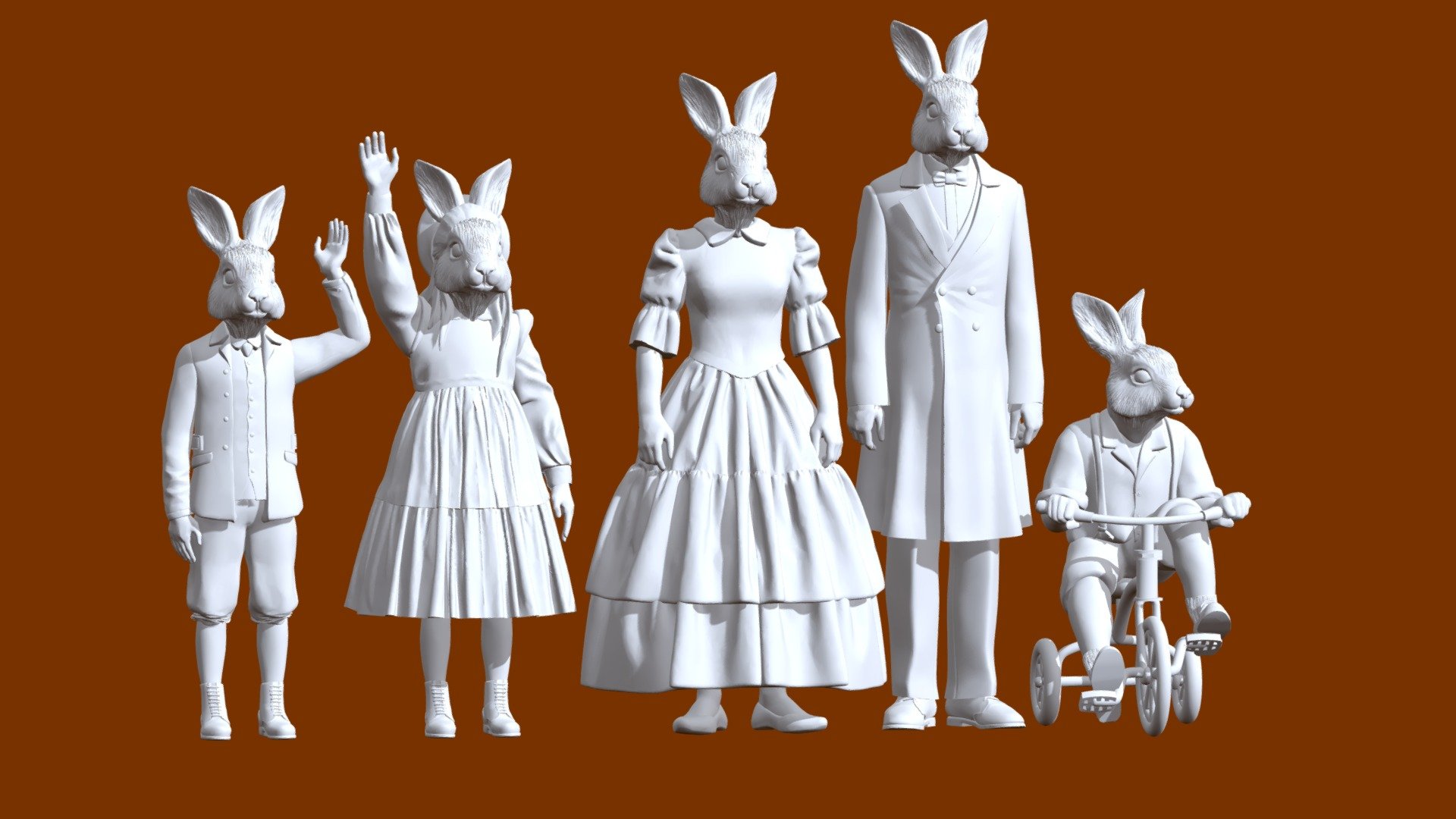 hare family 3d model