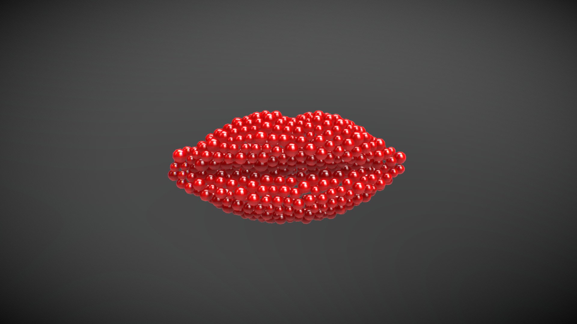 Lips shape made out of shiny spheres animation. 3d model