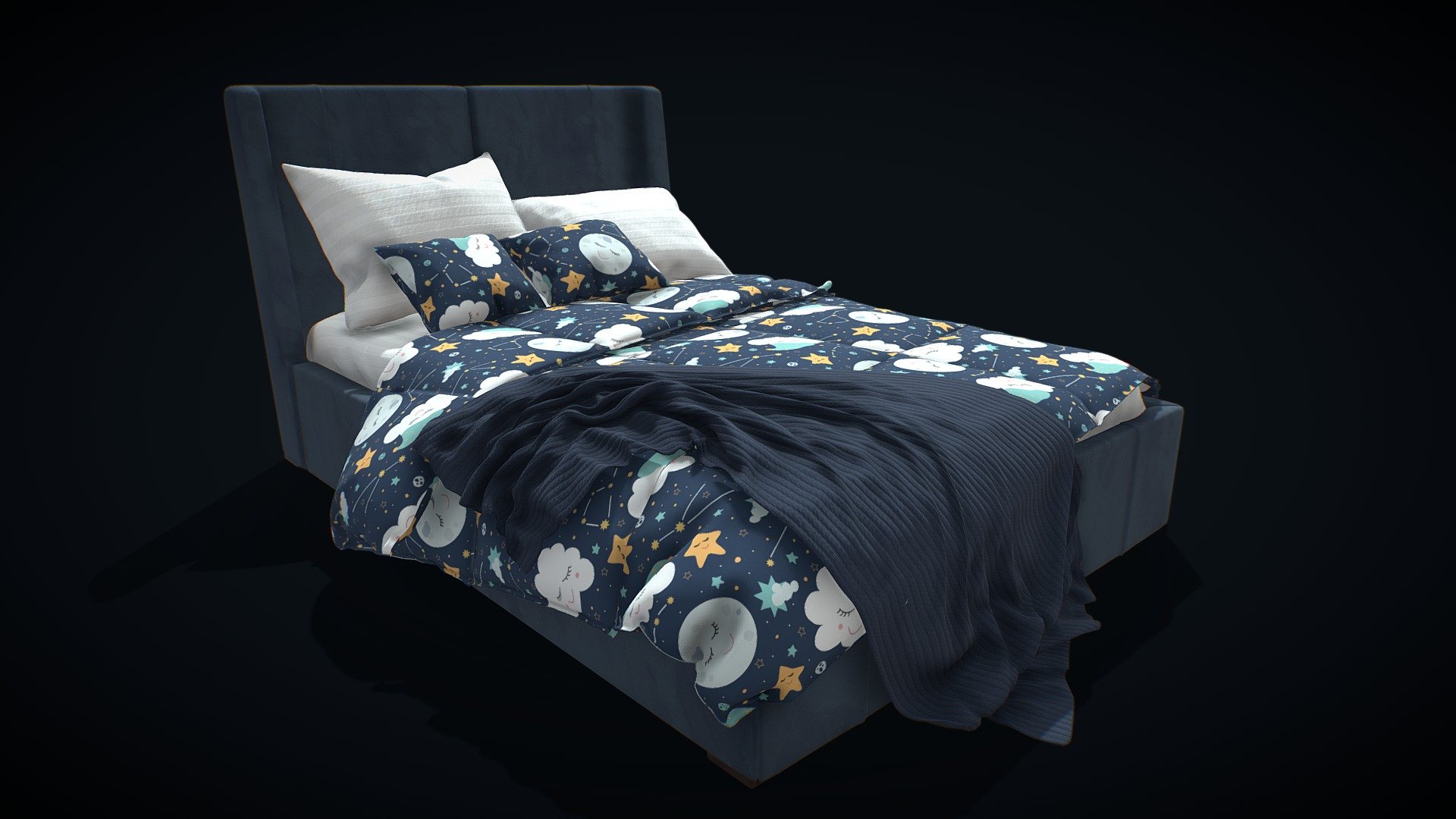 Bed Medium size 3d model