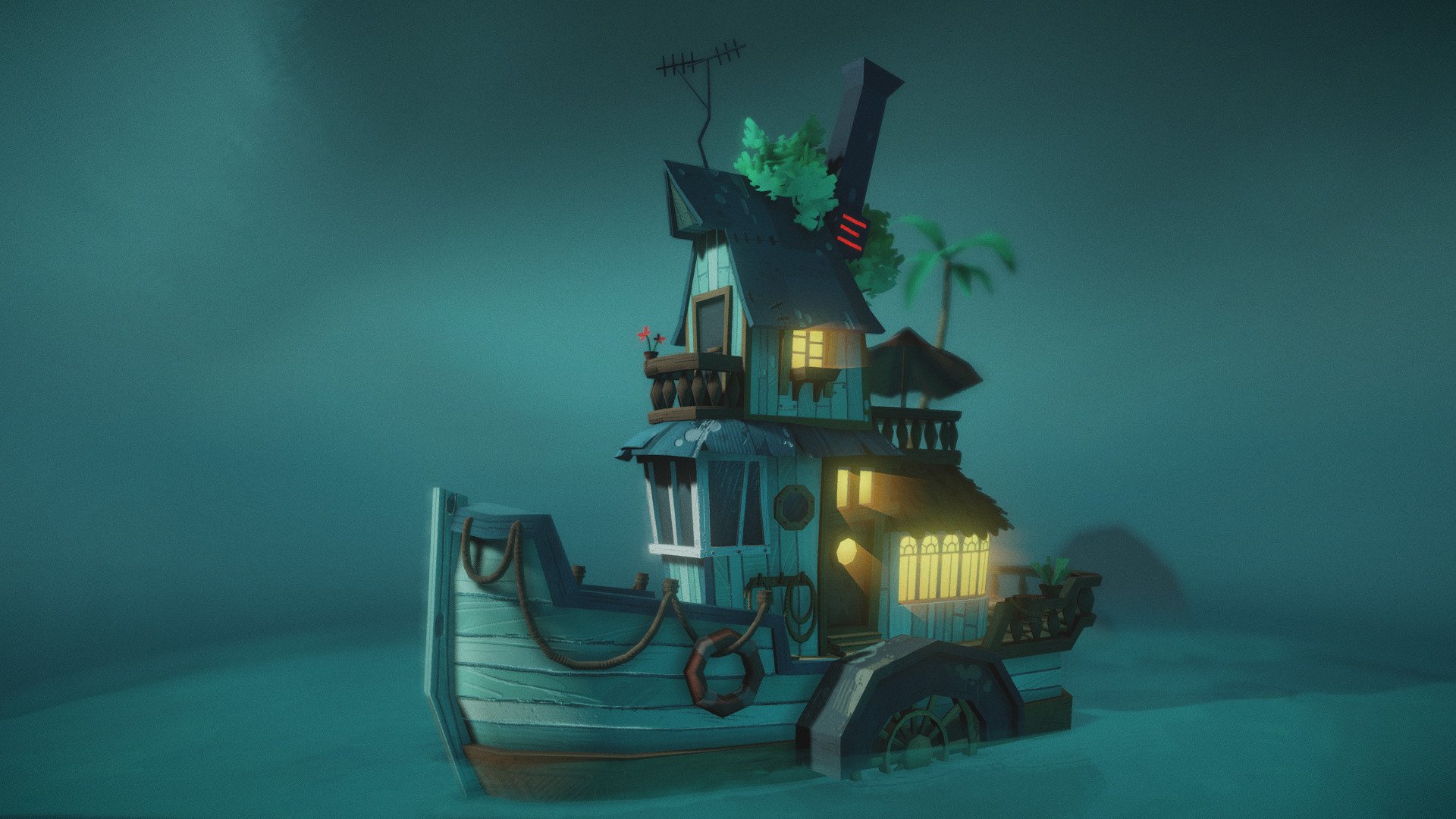 Stylized Steamboat 3d model