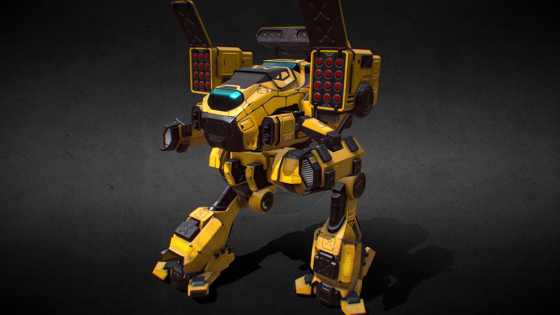 Battle Mech v1 yellow 3d model