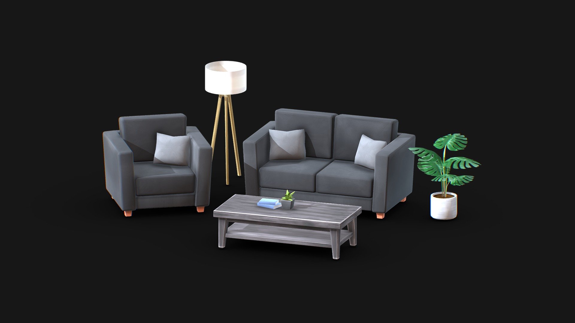 Stylised Living Room | Blender Asset Pack 3d model