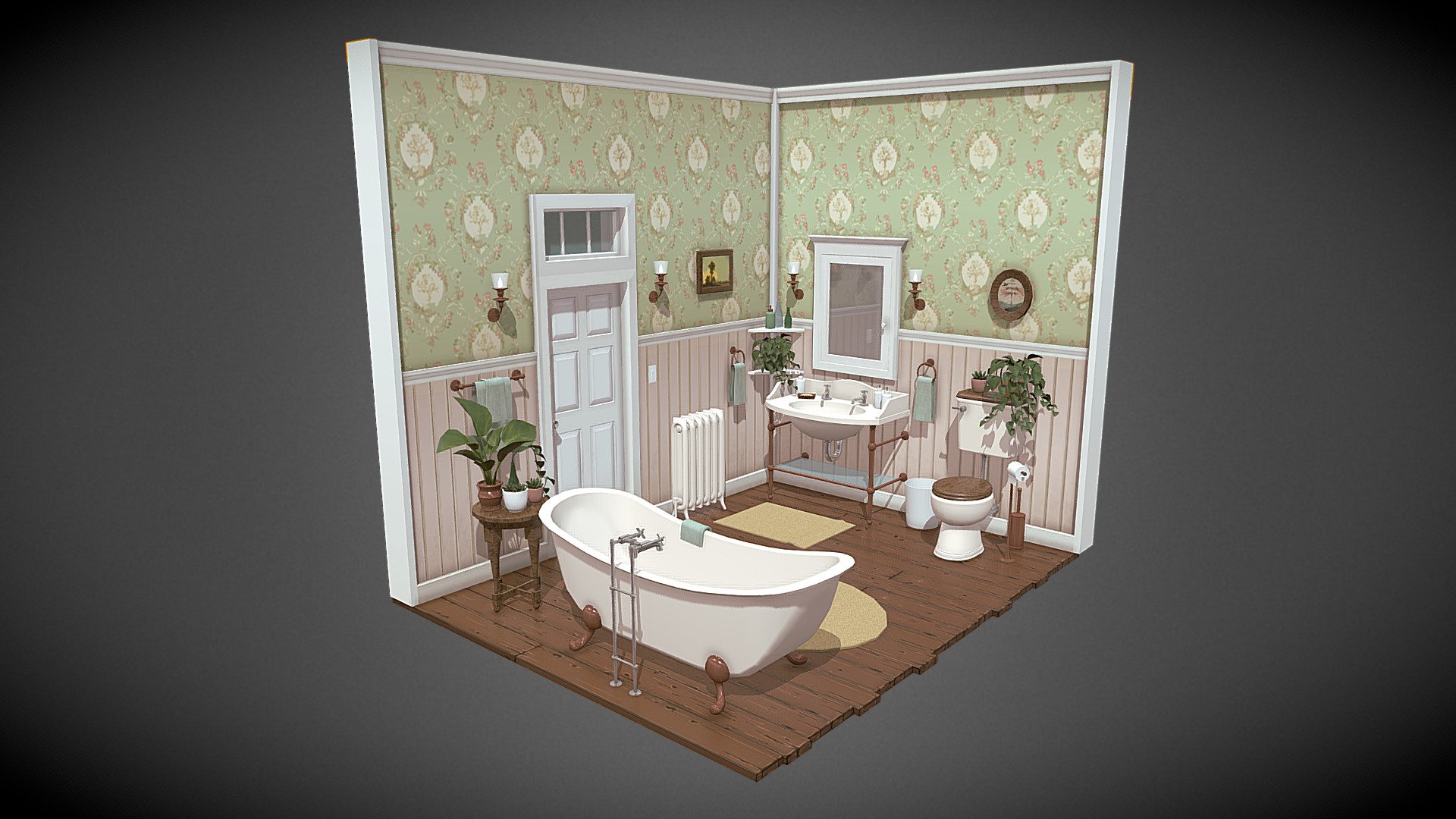 Victorian Bathroom Interior 3d model