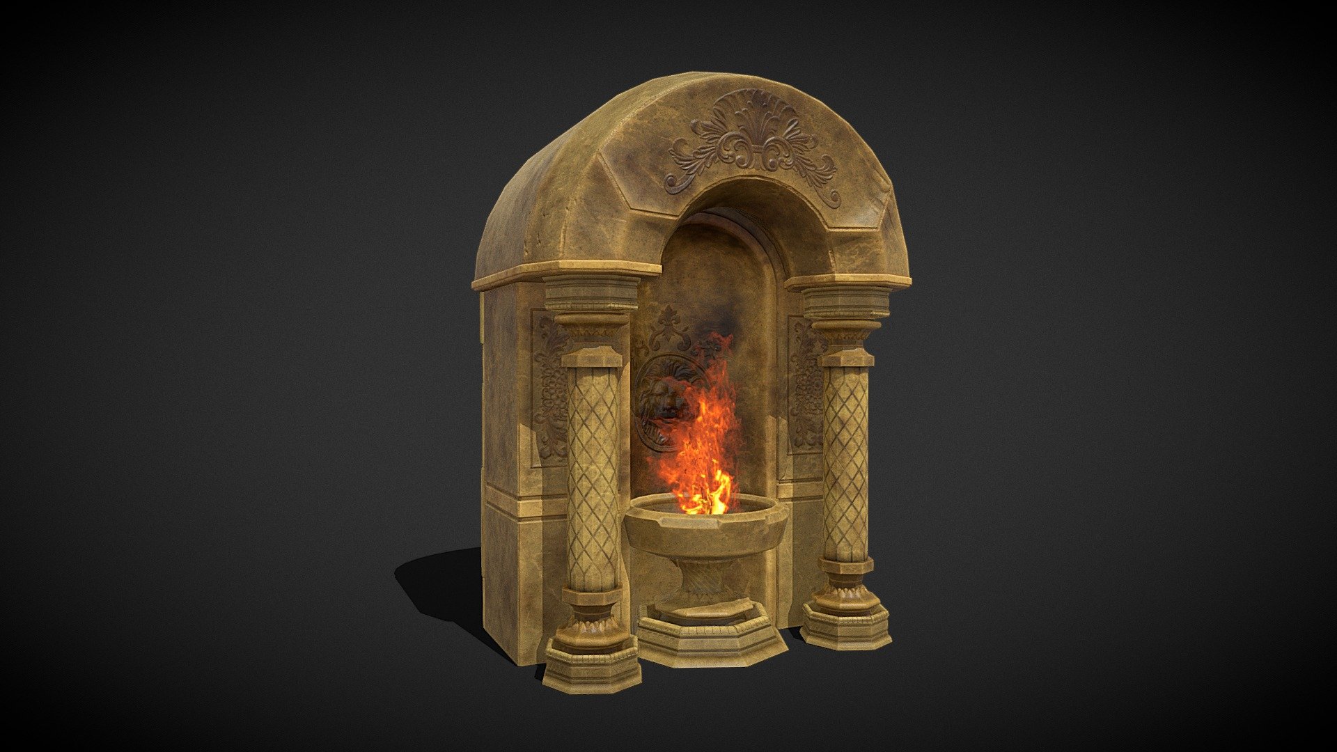 Limestone Ornamented Fire Bowl 3d model