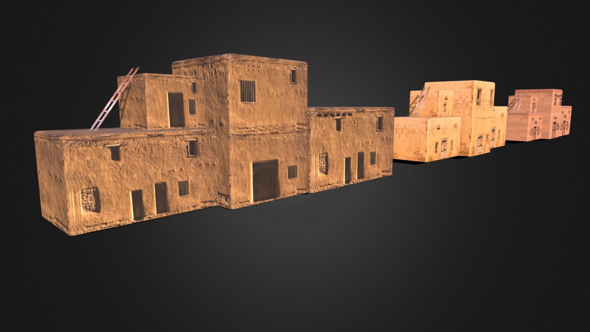 Ancient Arab Desert Mud Houses 3d model