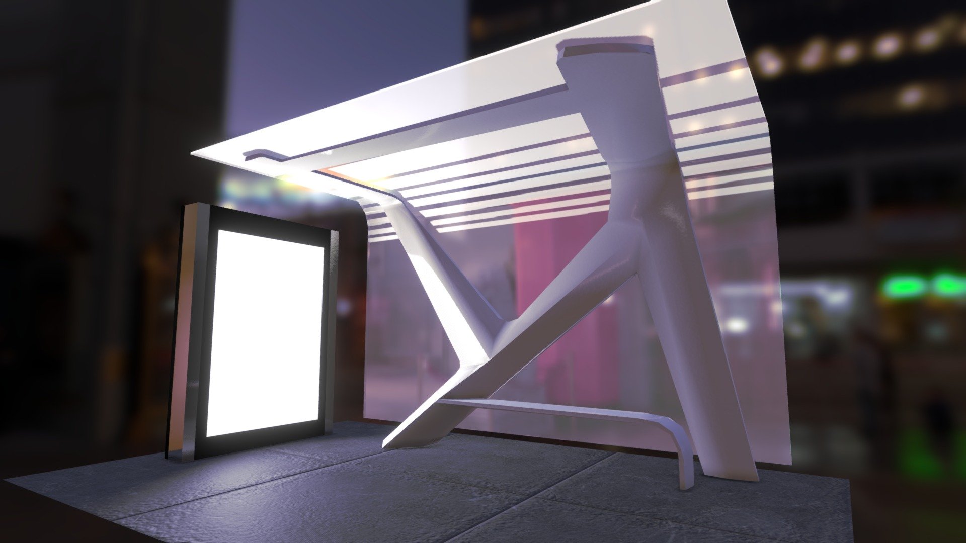 White NSteel Bus Stop (Ponto de Ônibus) 3d model