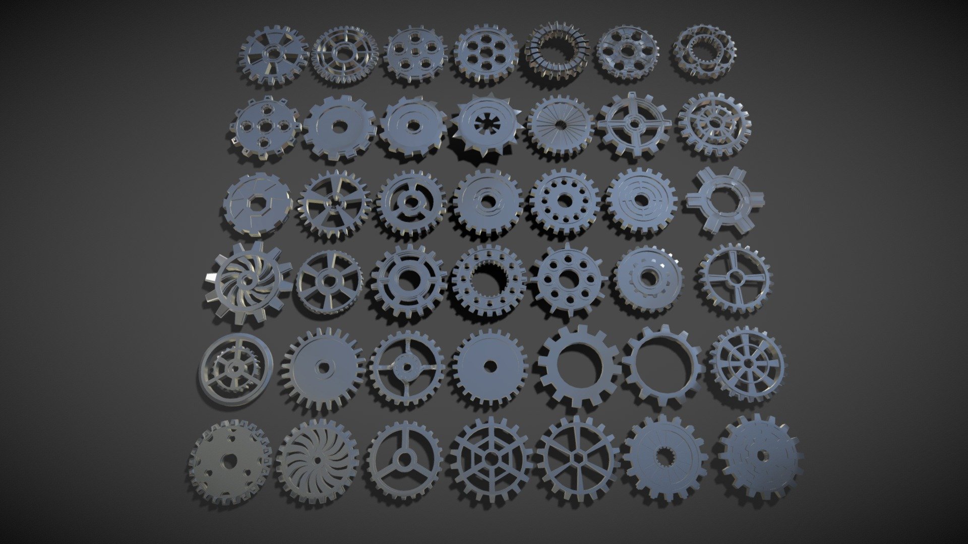 42 low poly gears 3d model