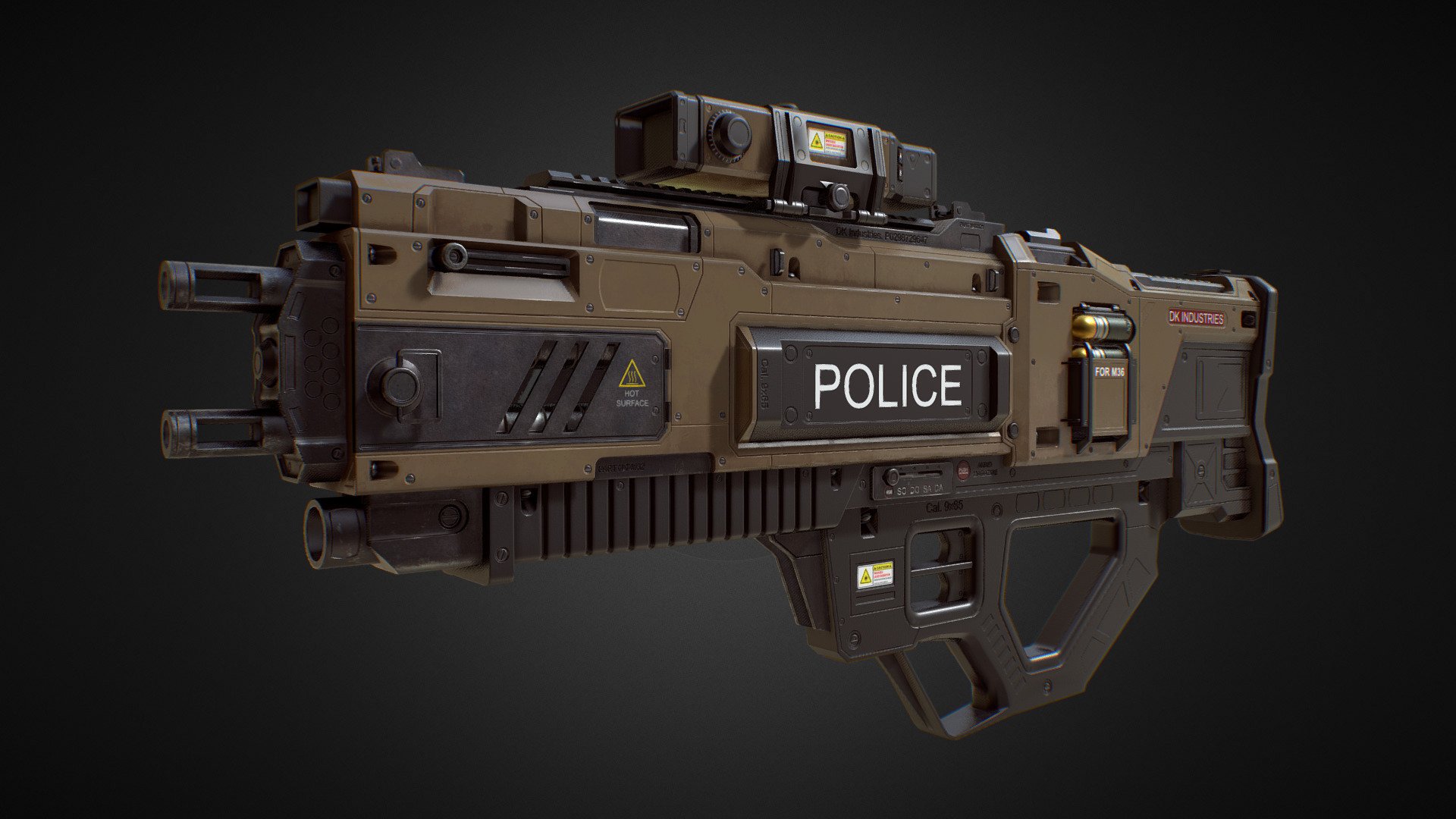 PBR Assault Rifle (from Sci-Fi weapon pack) 3d model