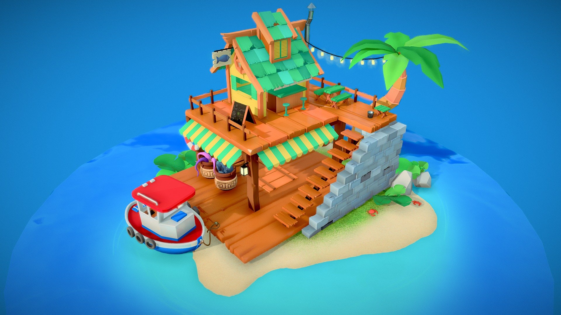 Beach Bar WIP 3d model