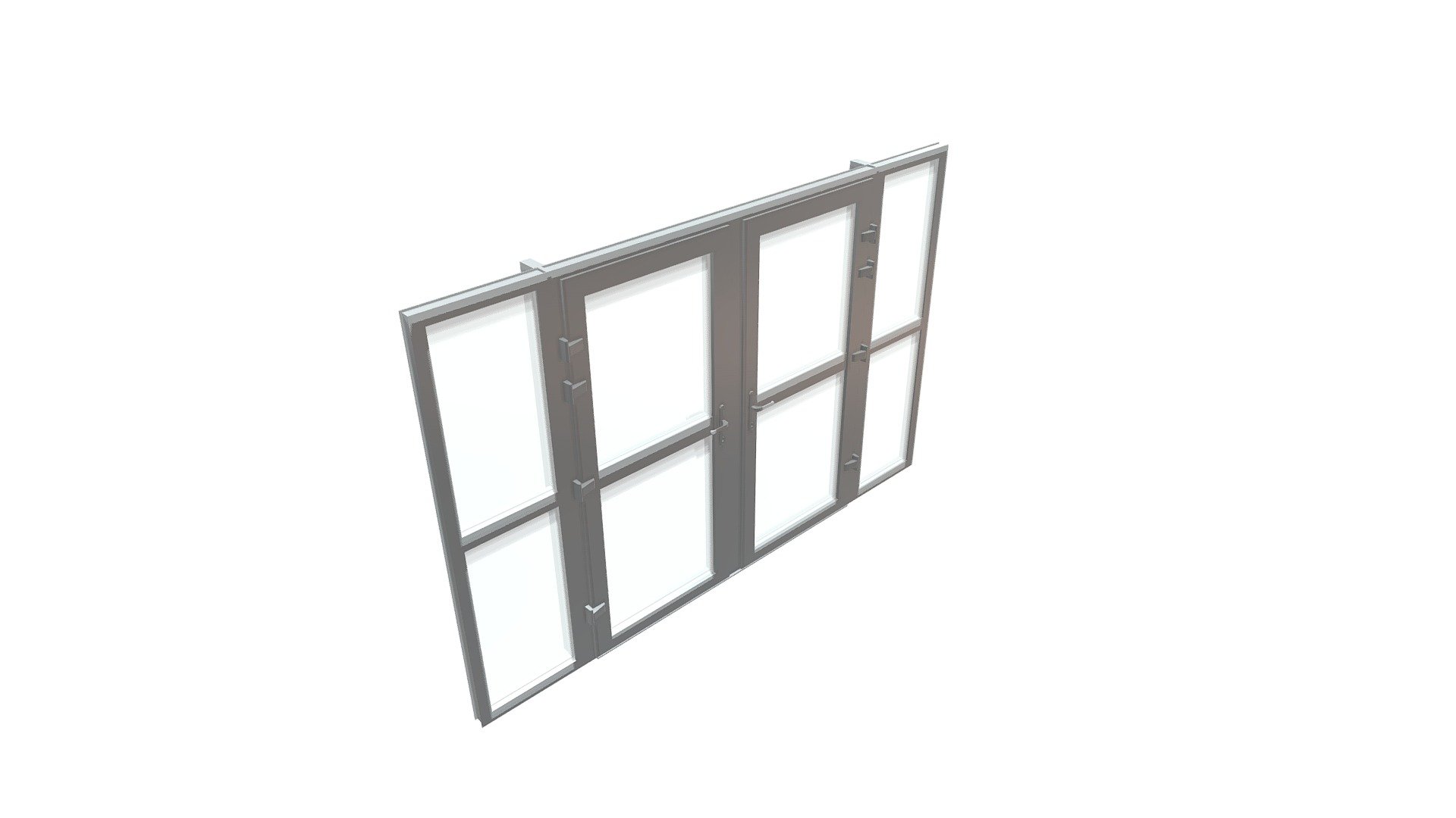 TS66 Rebate Double Door with Side Window Midrail 3d model