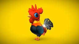 Low Poly Cartoon Rooster