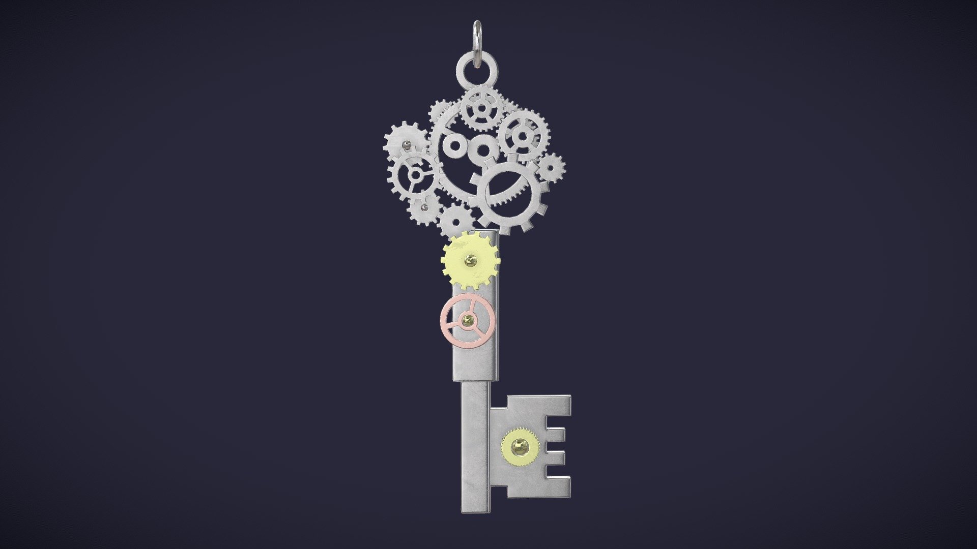 Silver Key Pendant 3d model