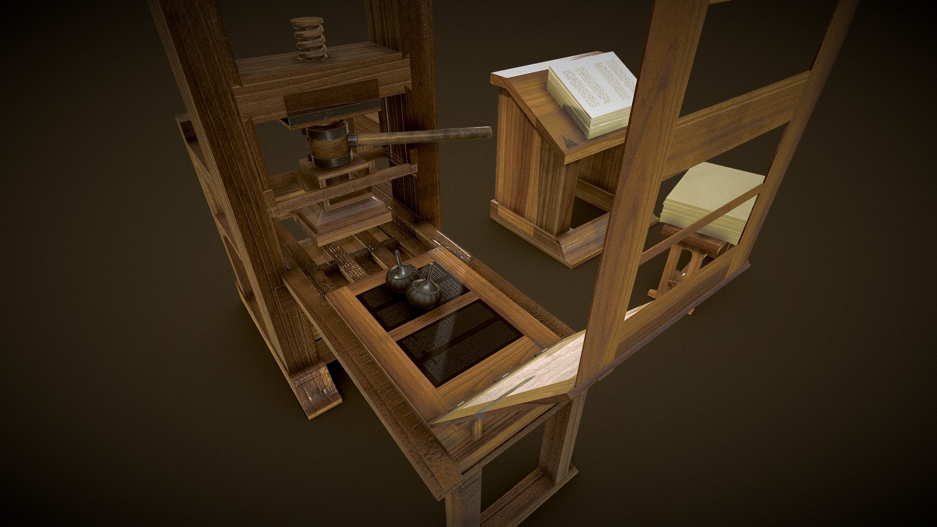 Gutenbergs Printing Press 3d model