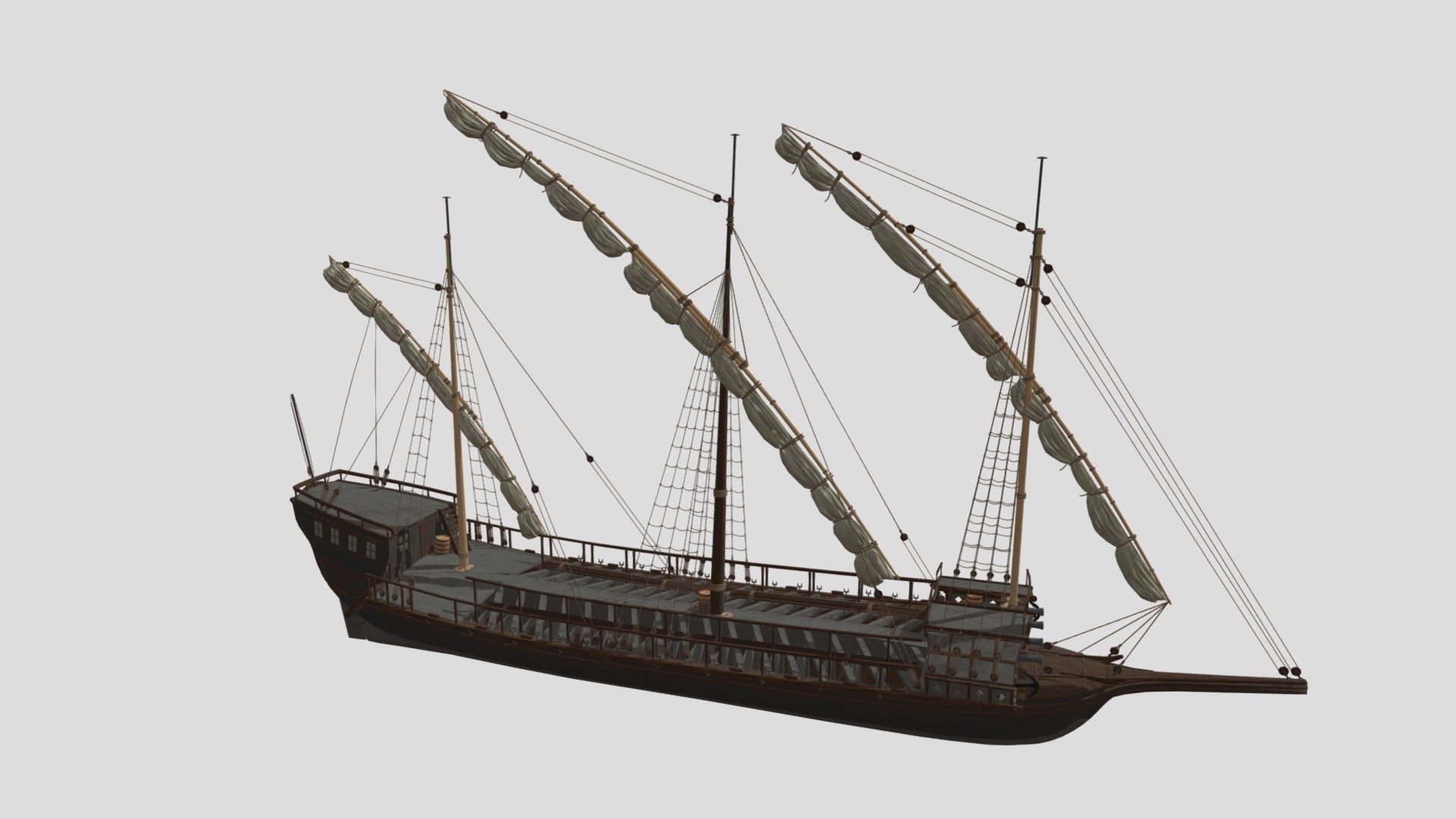 Russian 22-bank Baltic galley 3d model