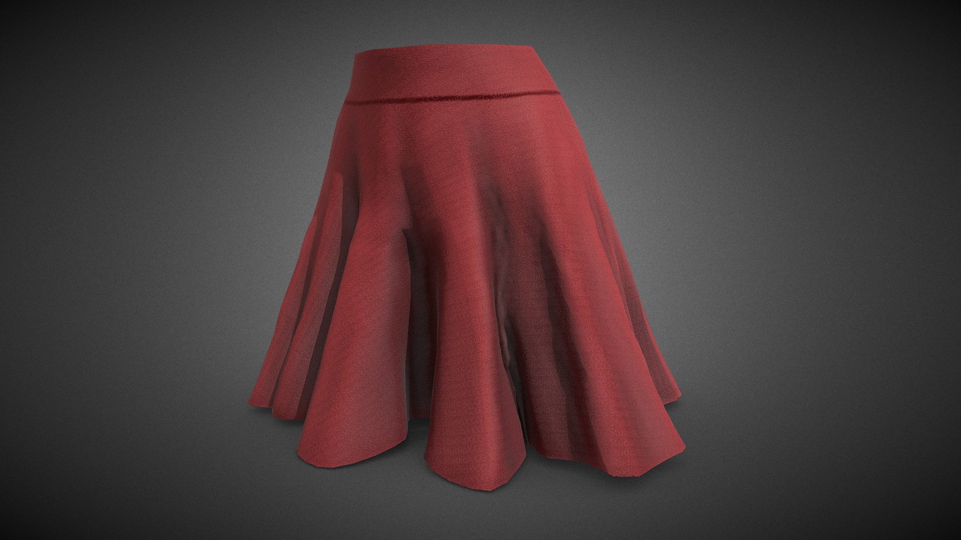 Female Red Skirt Style 1 3d model