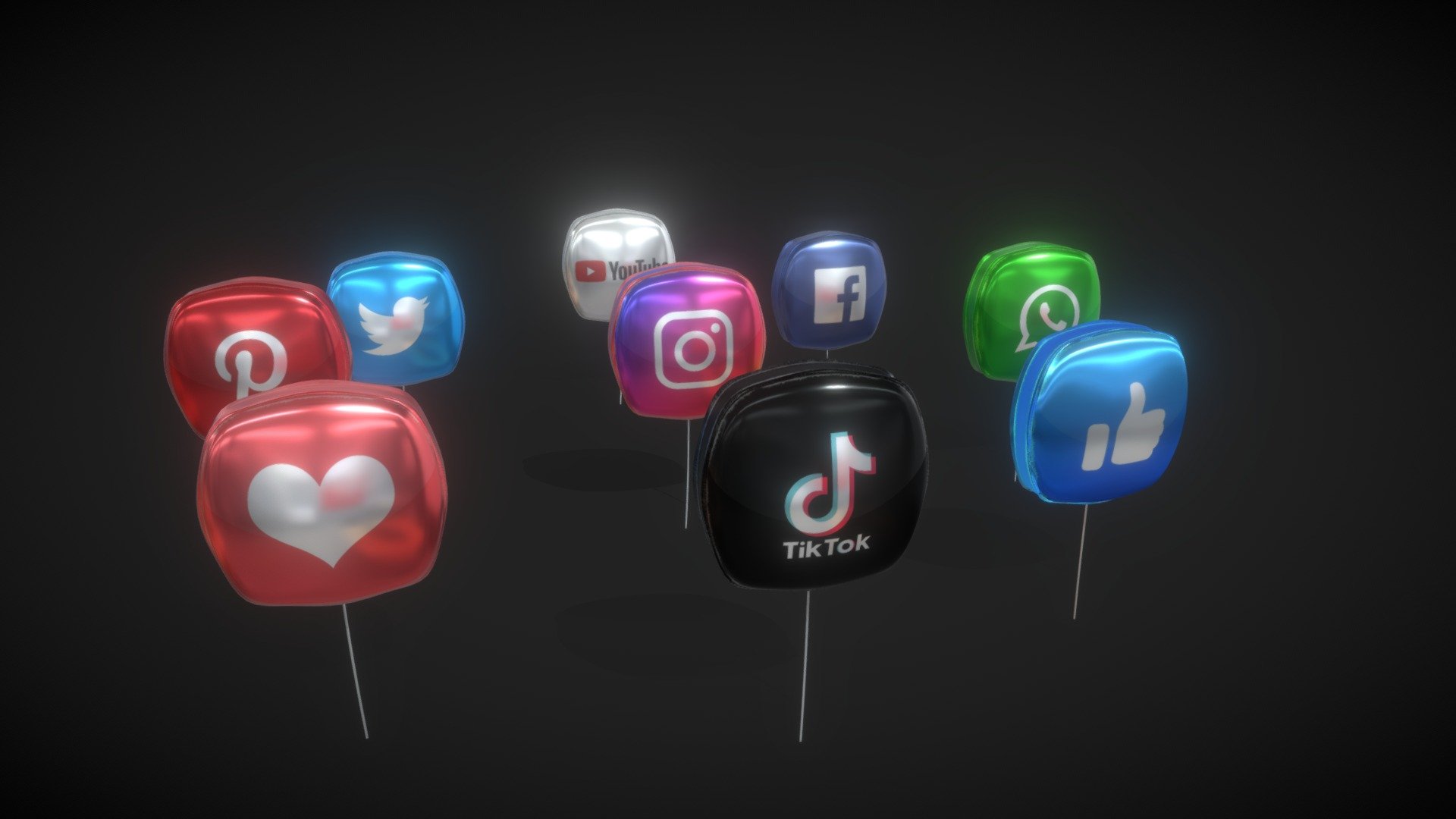 Social Media Balloons 3d model