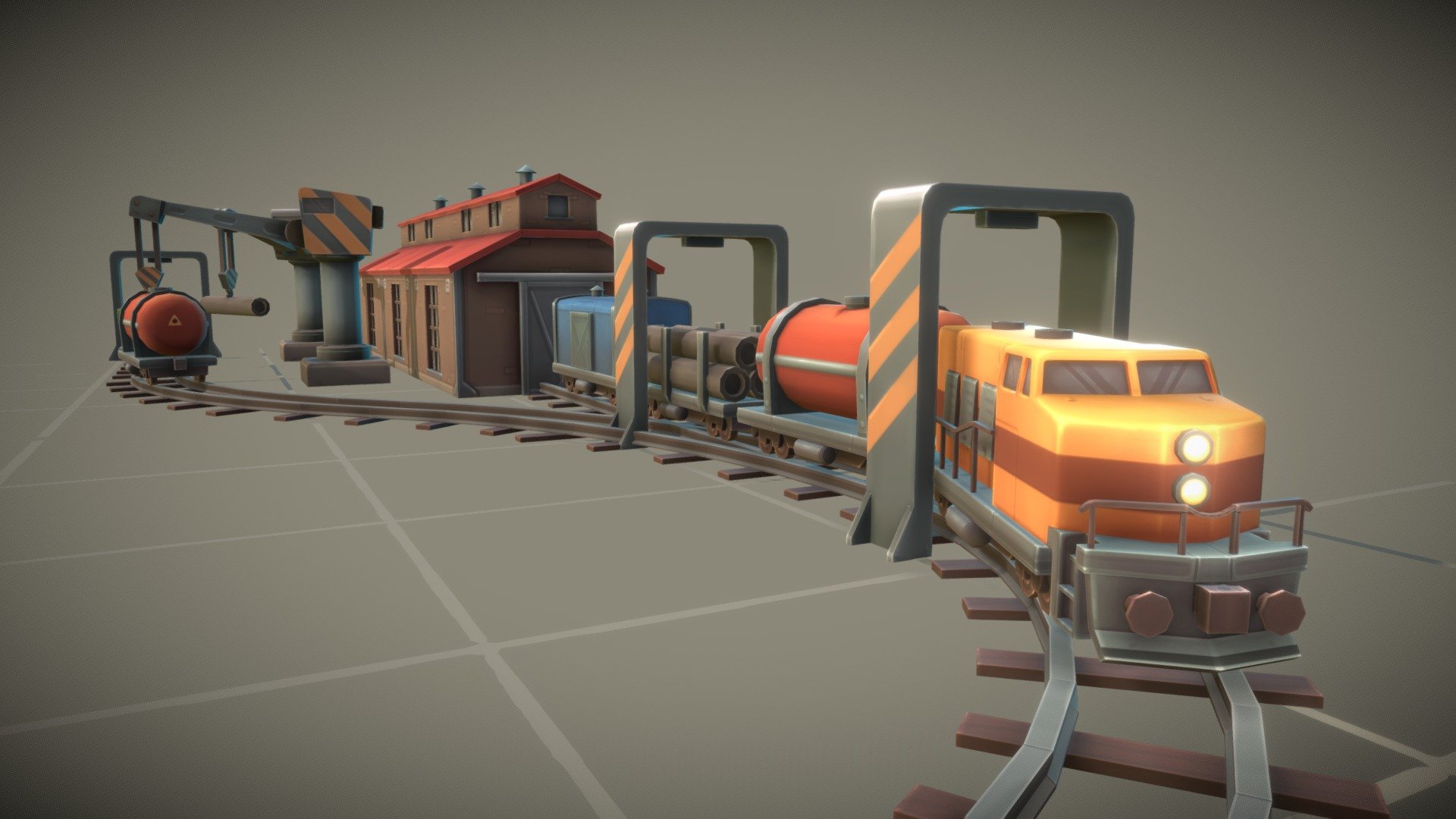 Cube Train Station 3d model