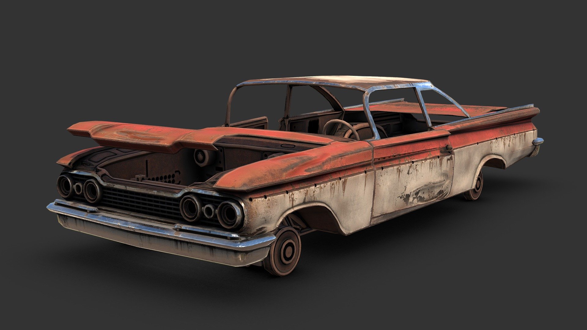 Wrecked 1959 Oldsmobile 3d model