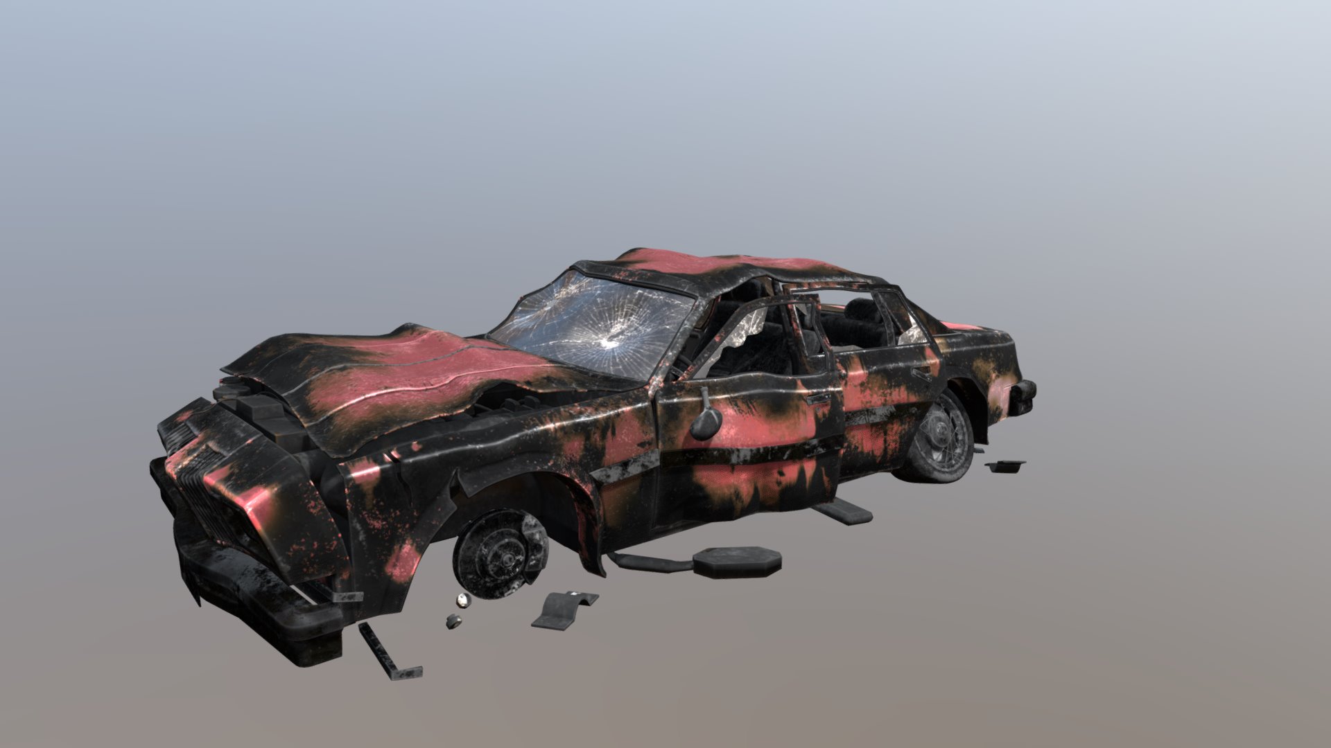 Wrecked Car 3d model