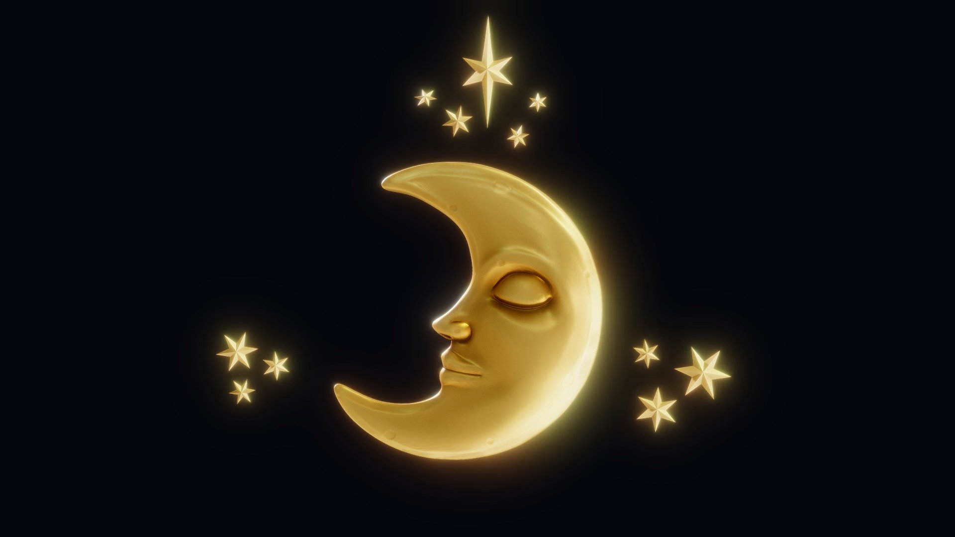 moon crescent face 3d model